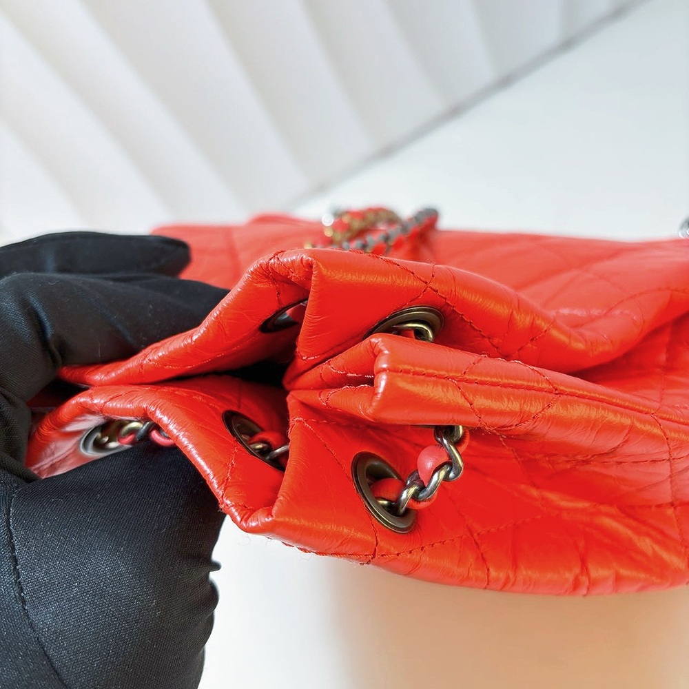 Chanel Red Quilted Leather Bucket Backpack - Picture 9 of 12